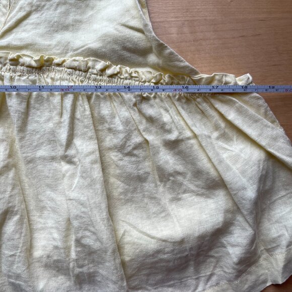 Butter Yellow Linen Sleeveless Babydoll Peplum Top - Picture 5 of 6